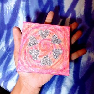 Original Neon Abstract Pink and Orange Heart Art